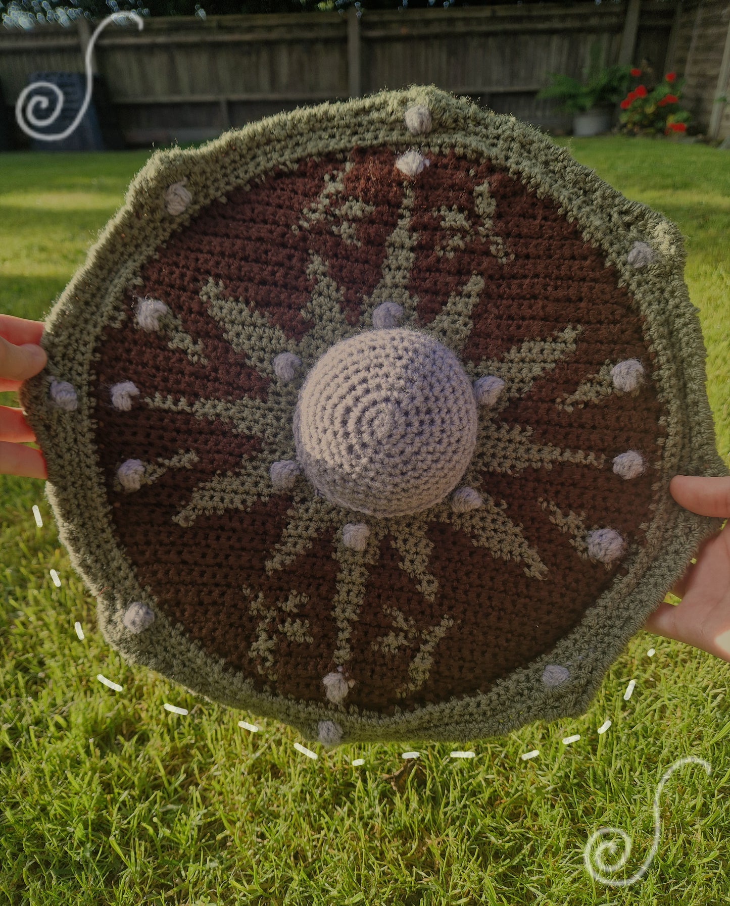 Crochet Shield & Dagger - A Gift From The Fae Greens/Browns/Greys
