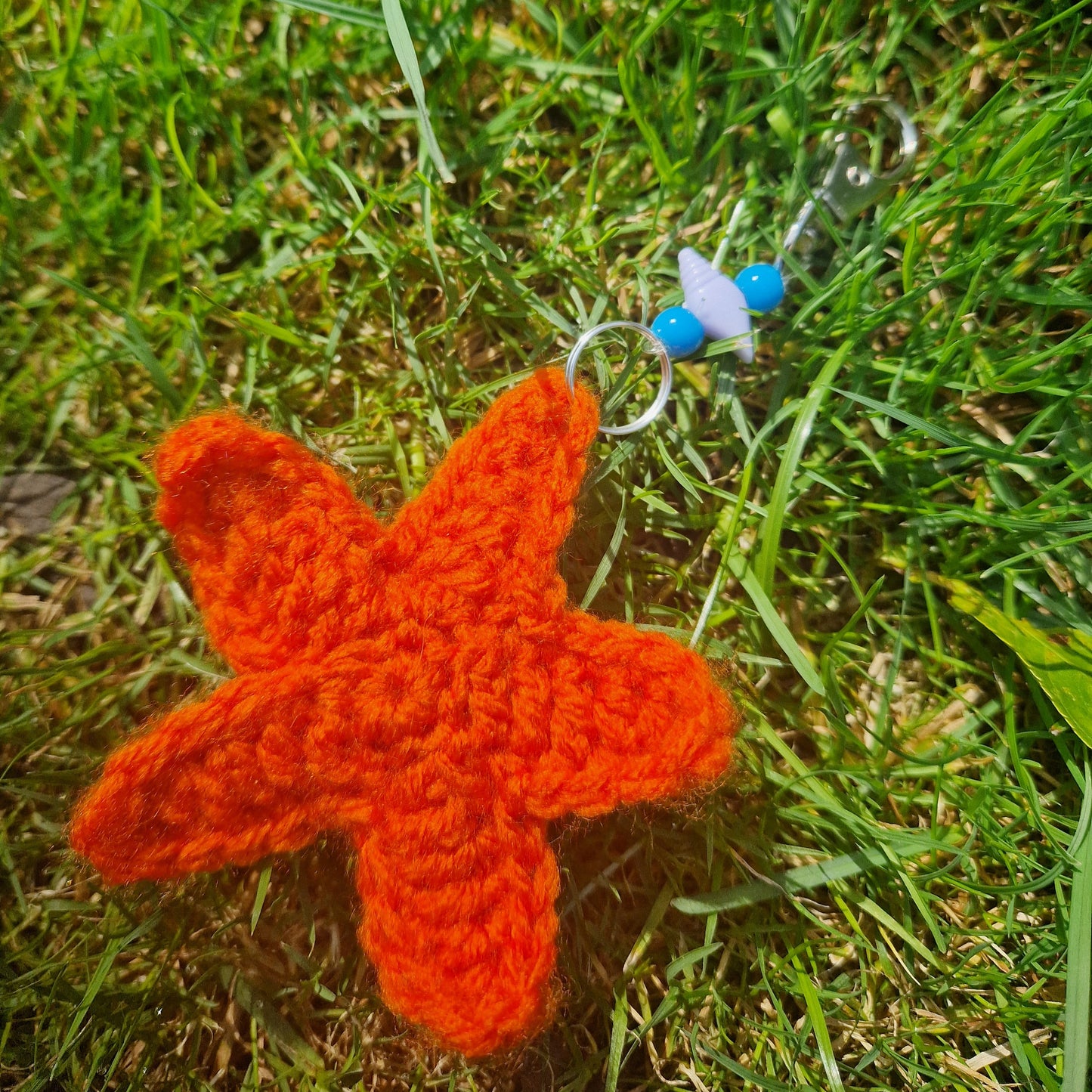 Handmade Crochet Starfish Keyring PERFECT GIFT OOAK