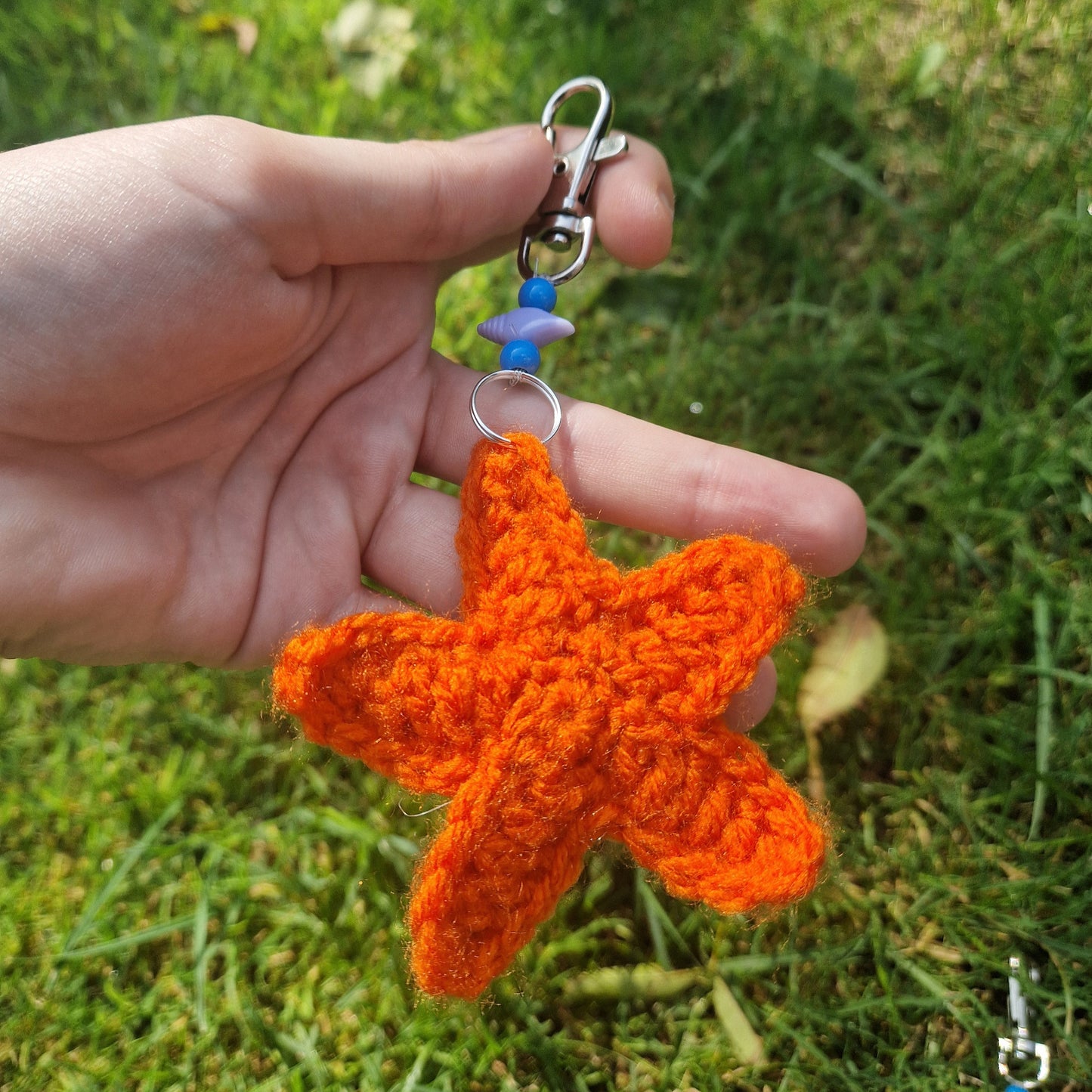 Handmade Crochet Starfish Keyring PERFECT GIFT OOAK