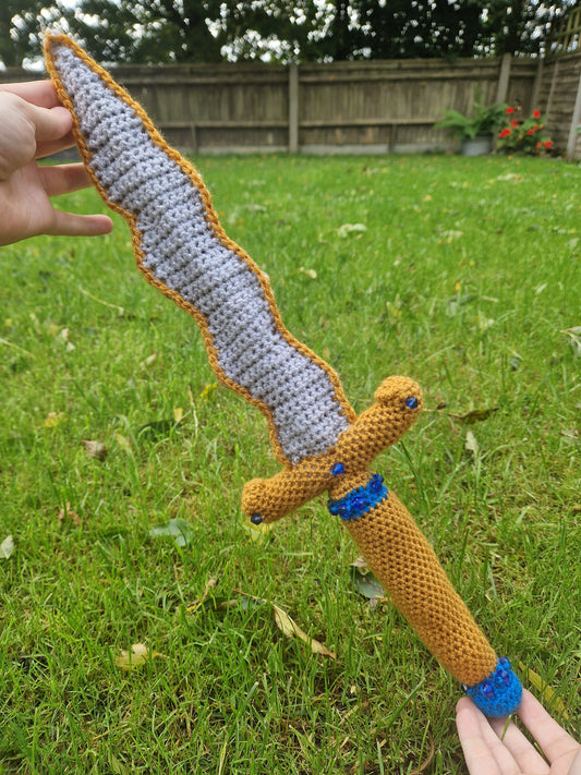 Crochet Dagger 'The Gilded Blade' - Gold, Grey and Blue