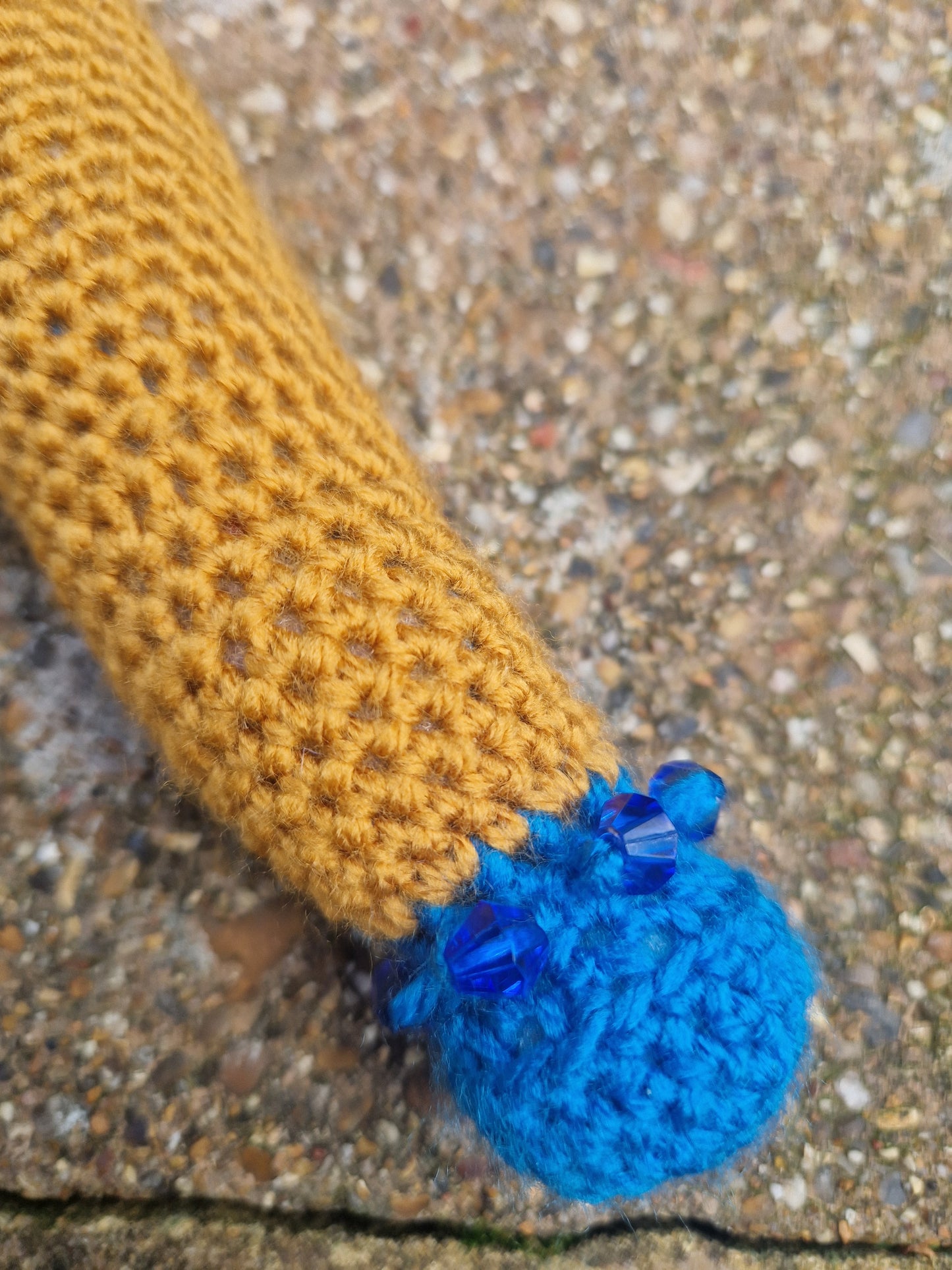 Crochet Dagger 'The Gilded Blade' - Gold, Grey and Blue