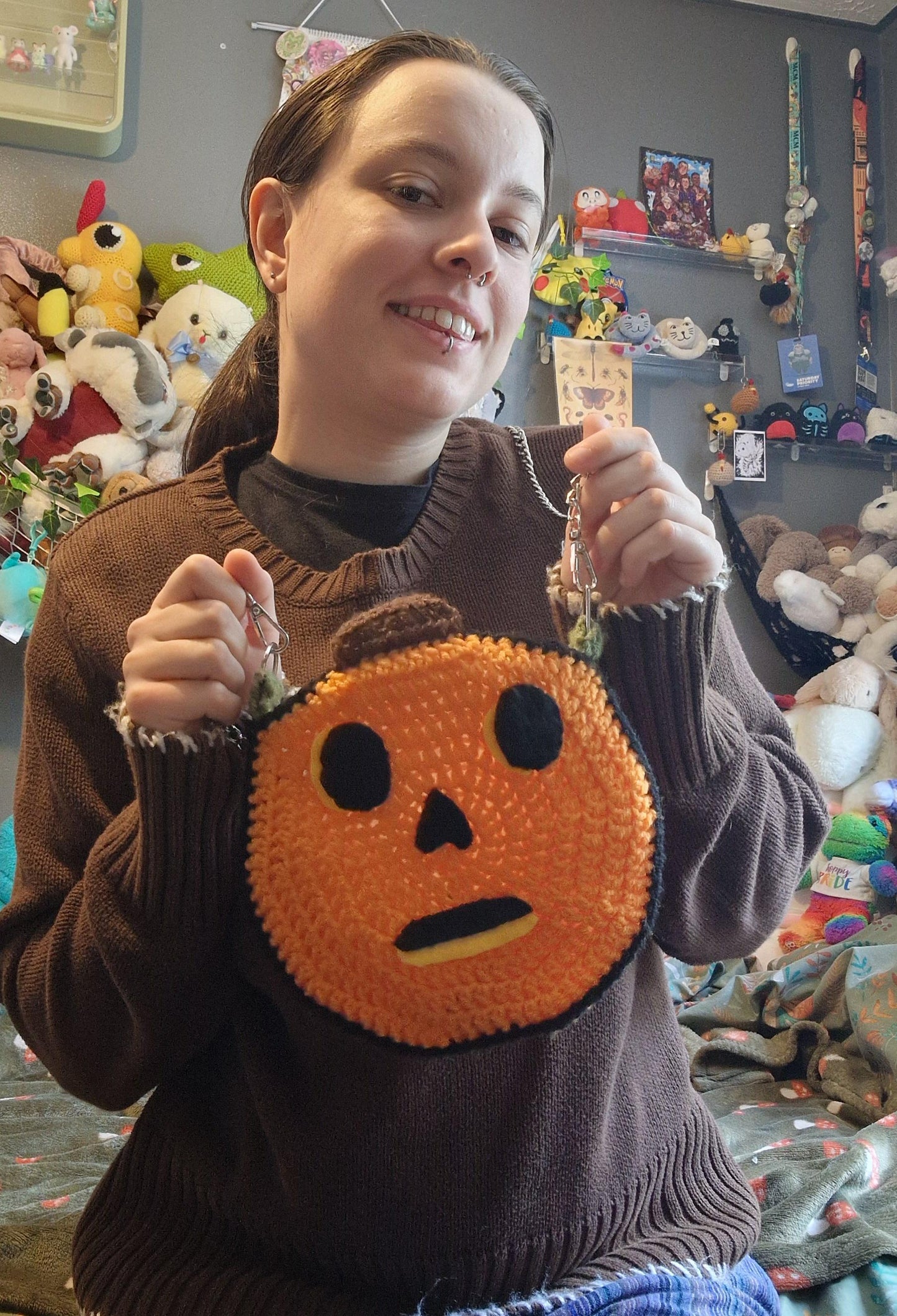 CROCHET PATTERN Crochet Pumpkin Head Bag PATTERN Halloween