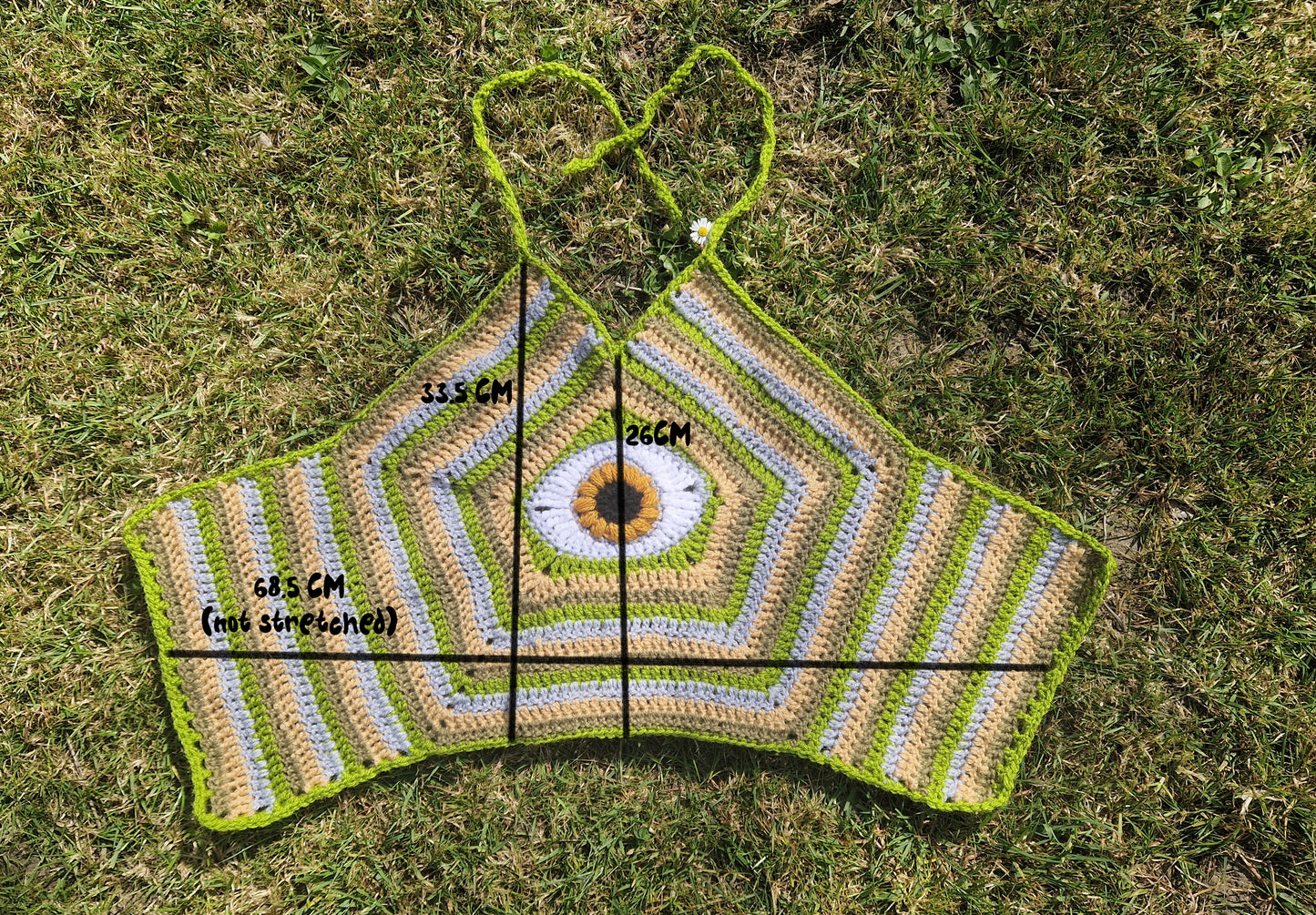 Third Eye Festival Crochet Corset Crop Top With Corset Style Lace Up Back GREENS SIZE M