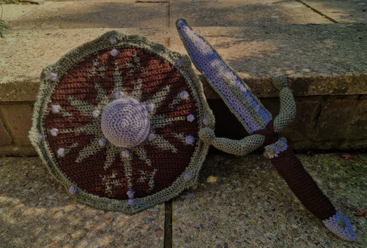 Crochet Shield & Dagger - A Gift From The Fae Greens/Browns/Greys