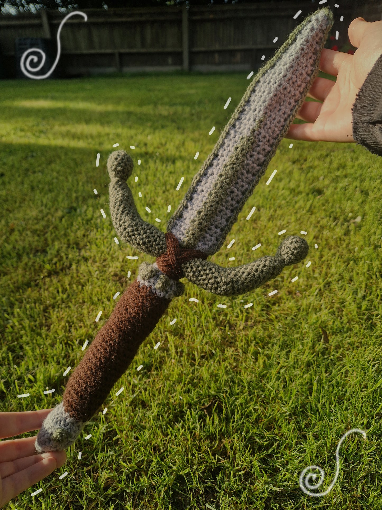 Crochet Shield & Dagger - A Gift From The Fae Greens/Browns/Greys