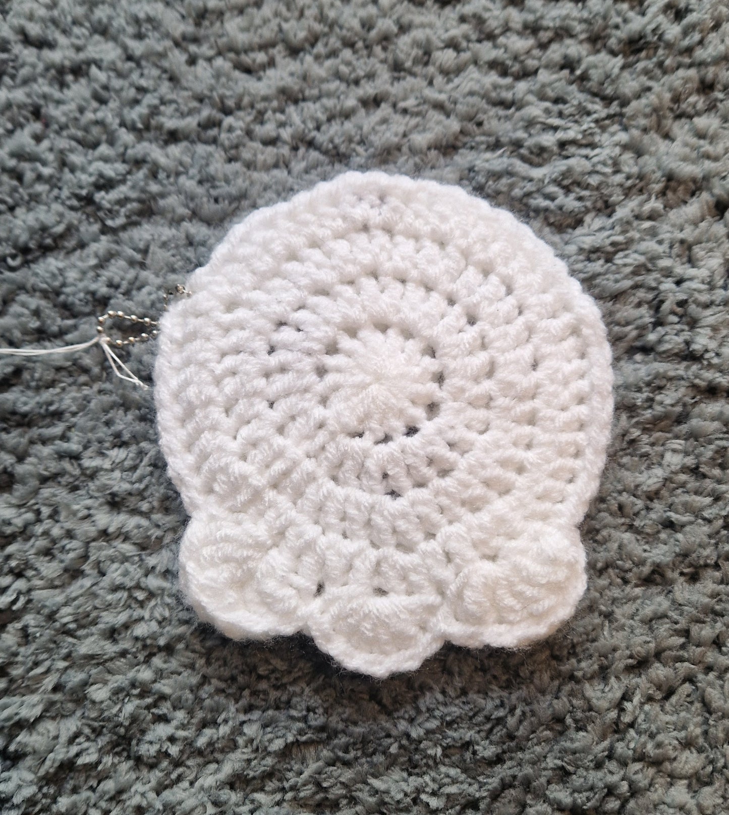 Crochet Skull Pouch With Snap Button Closure And Keyring Attachment (Ballchain)