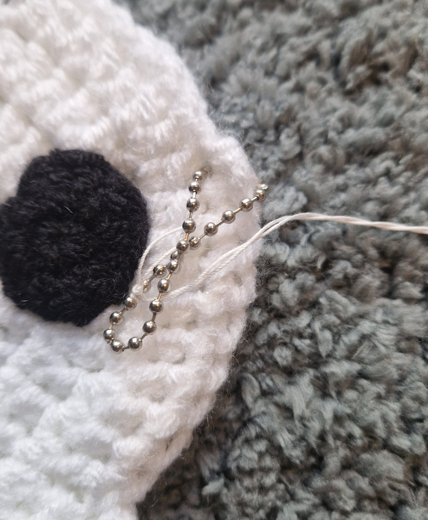 Crochet Skull Pouch With Snap Button Closure And Keyring Attachment (Ballchain)