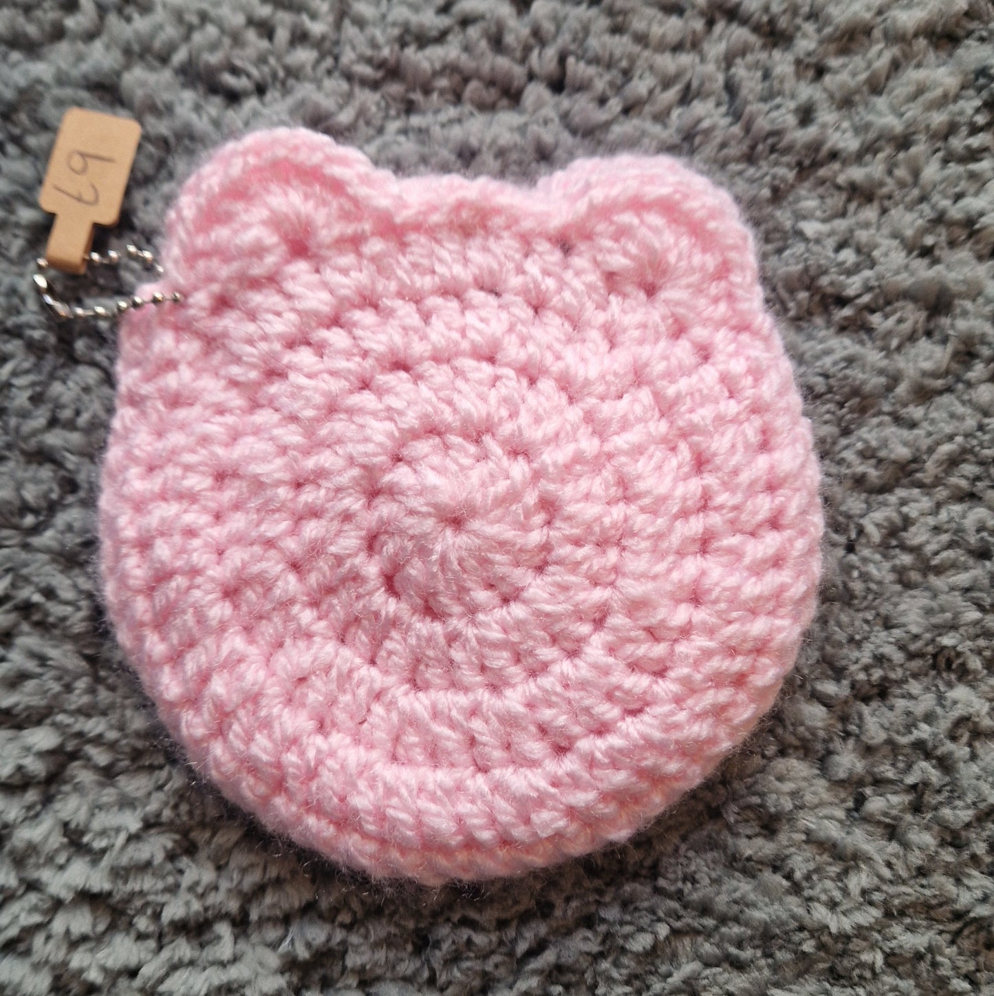 Crochet Pink Frog Pouch With Keyring Attachment (Ballchain)