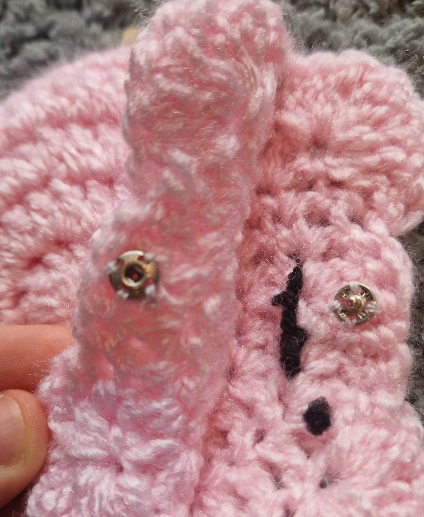 Crochet Pink Frog Pouch With Keyring Attachment (Ballchain)
