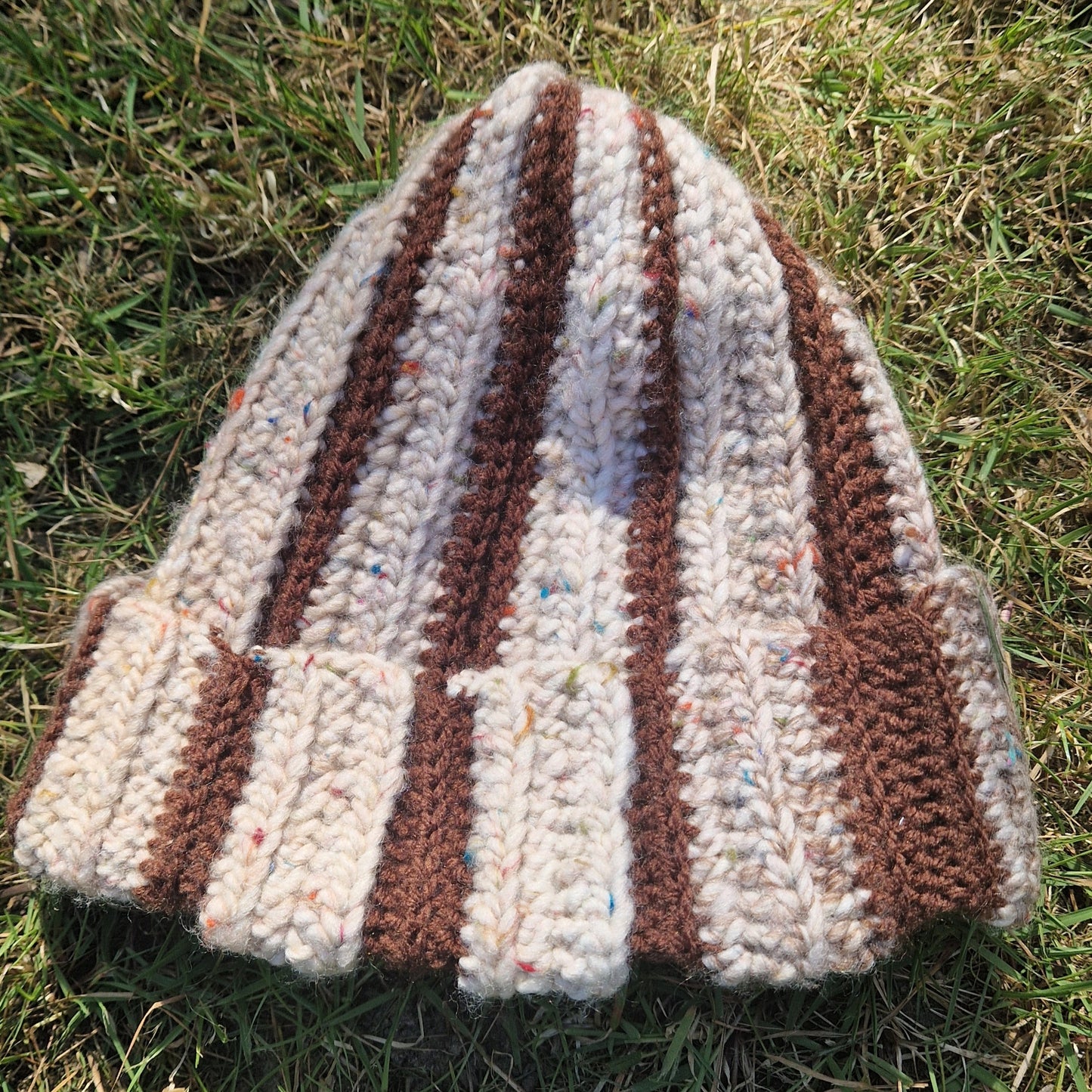 Crochet Brown x Brown Thick Winter Beanie