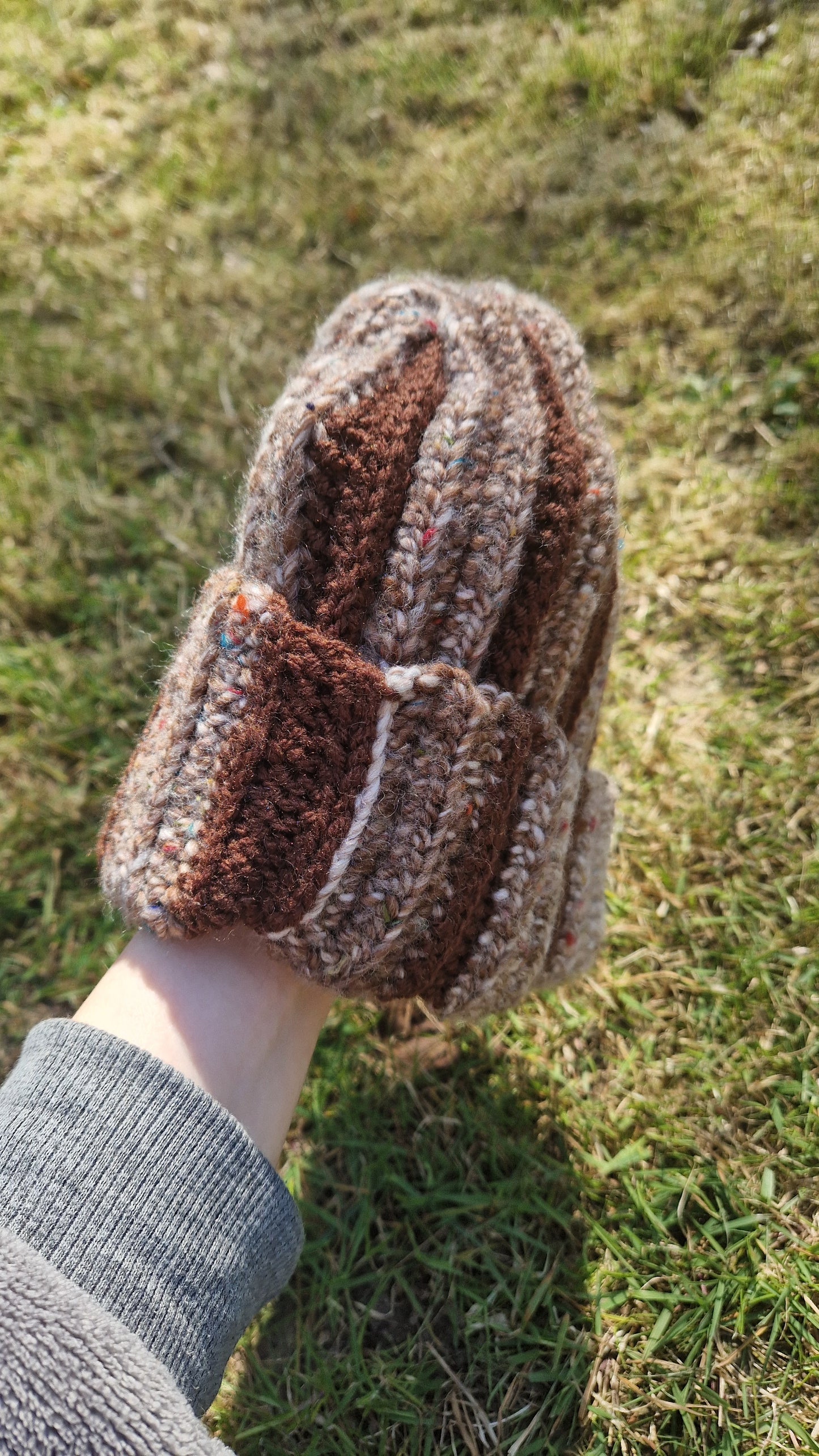 Crochet Brown x Brown Thick Winter Beanie