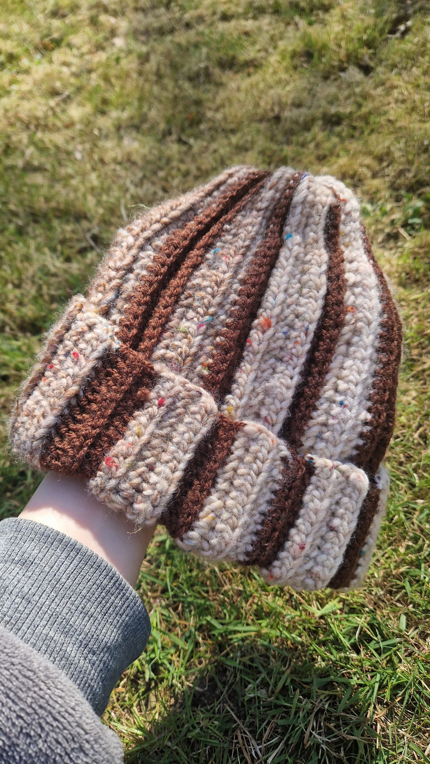 Crochet Brown x Brown Thick Winter Beanie