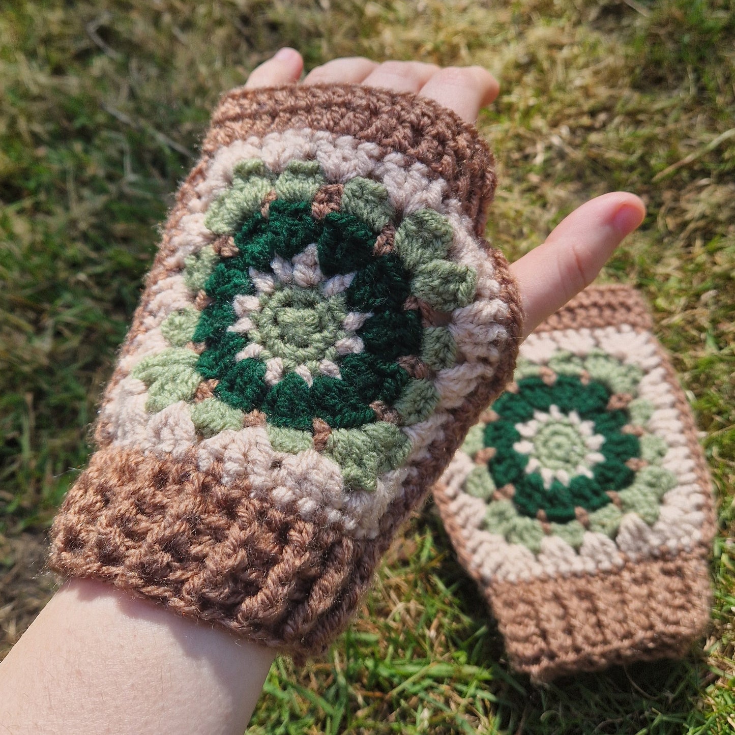 Crochet Granny Square Fairy Fingerless Gloves/Hand Warmers OOAK Handmade