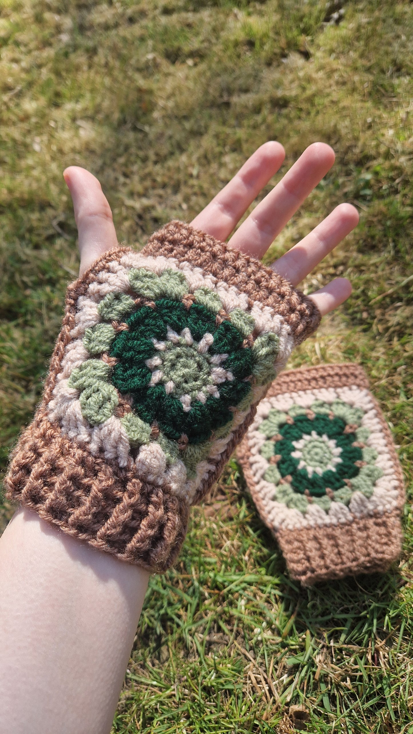 Crochet Granny Square Fairy Fingerless Gloves/Hand Warmers OOAK Handmade