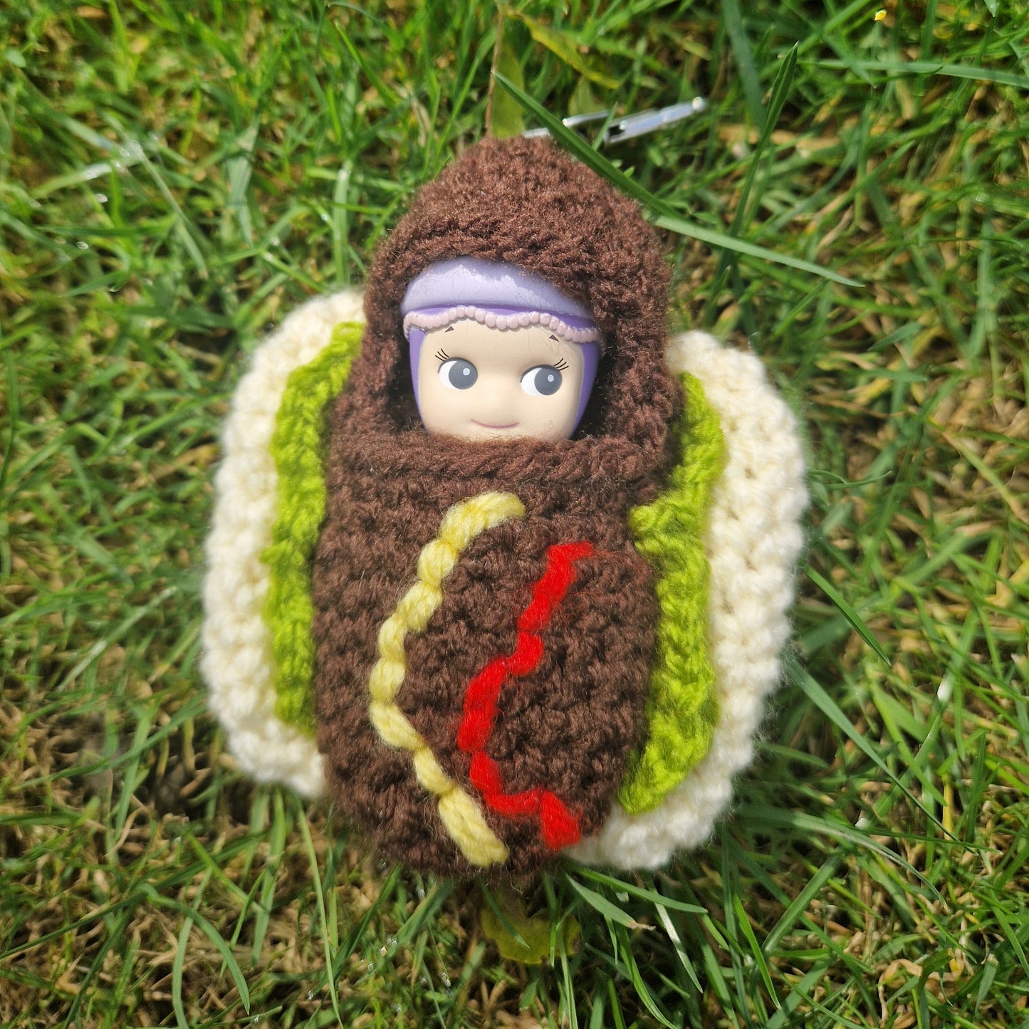 Crochet Hot Dog Carry Keyring Made For Sonny Angels