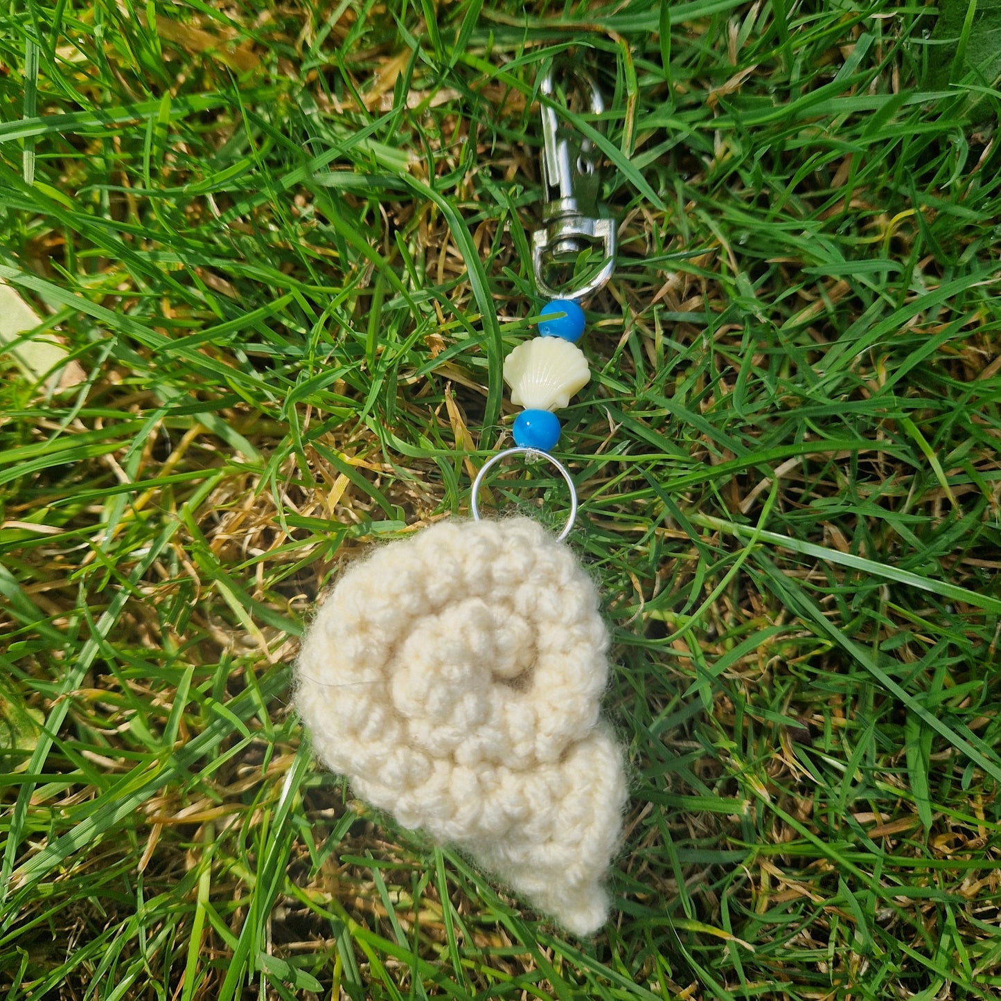 Handmade Crochet Shell Keyring PERFECT GIFT OOAK