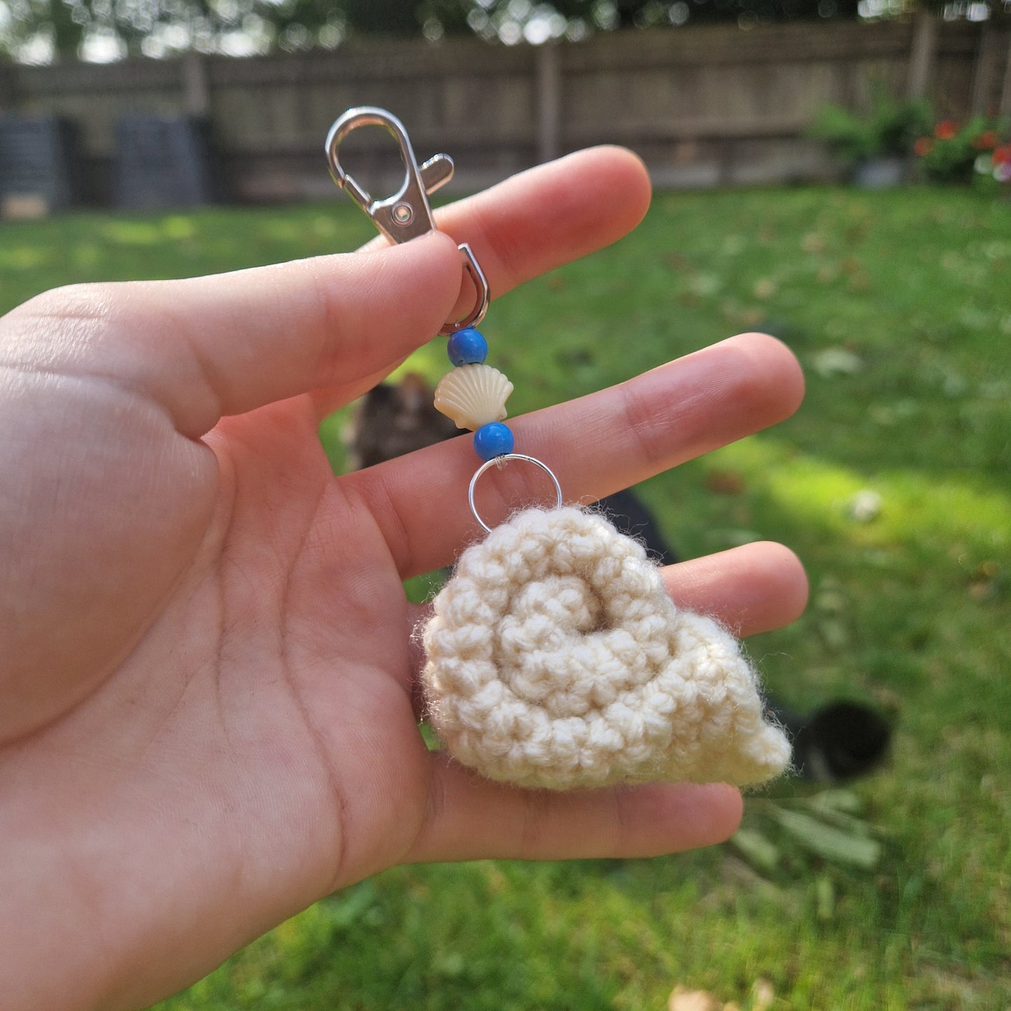 Handmade Crochet Shell Keyring PERFECT GIFT OOAK
