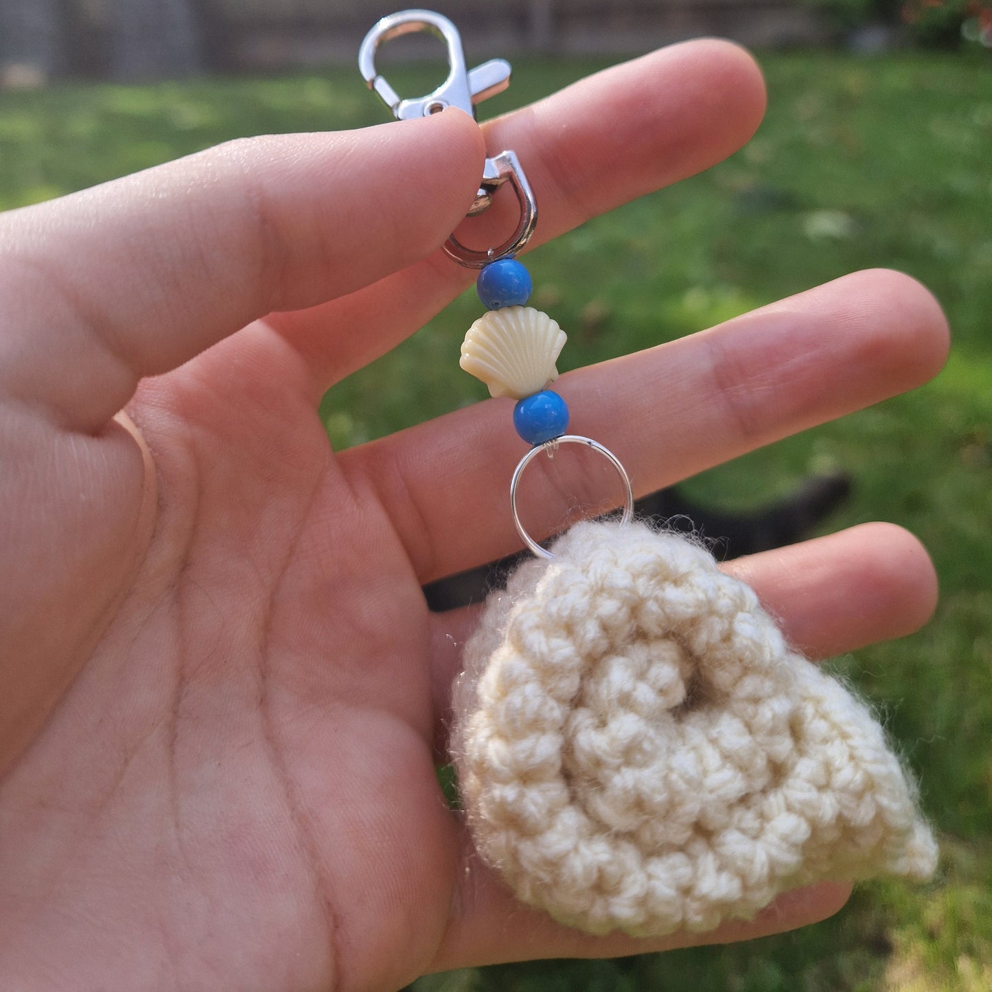 Handmade Crochet Shell Keyring PERFECT GIFT OOAK