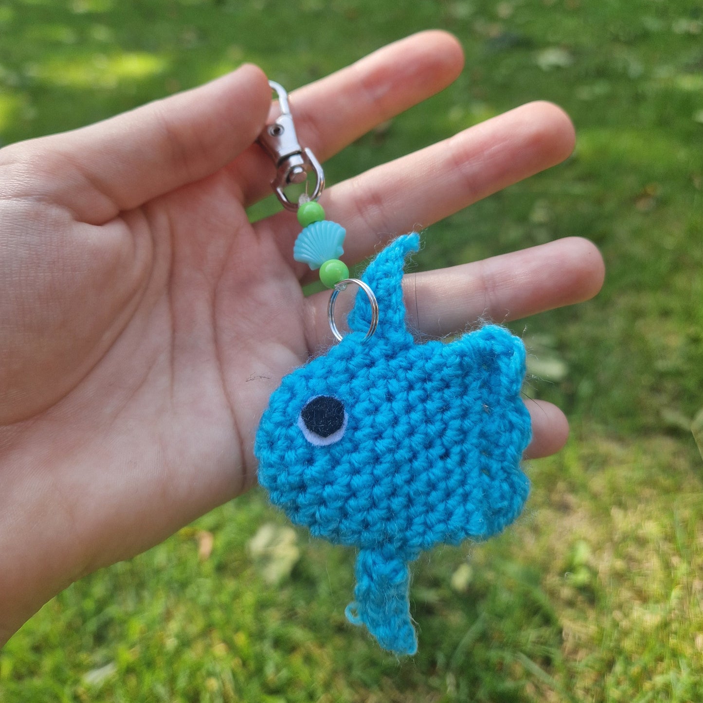 Handmade Crochet Sunfish Keyring PERFECT GIFT OOAK