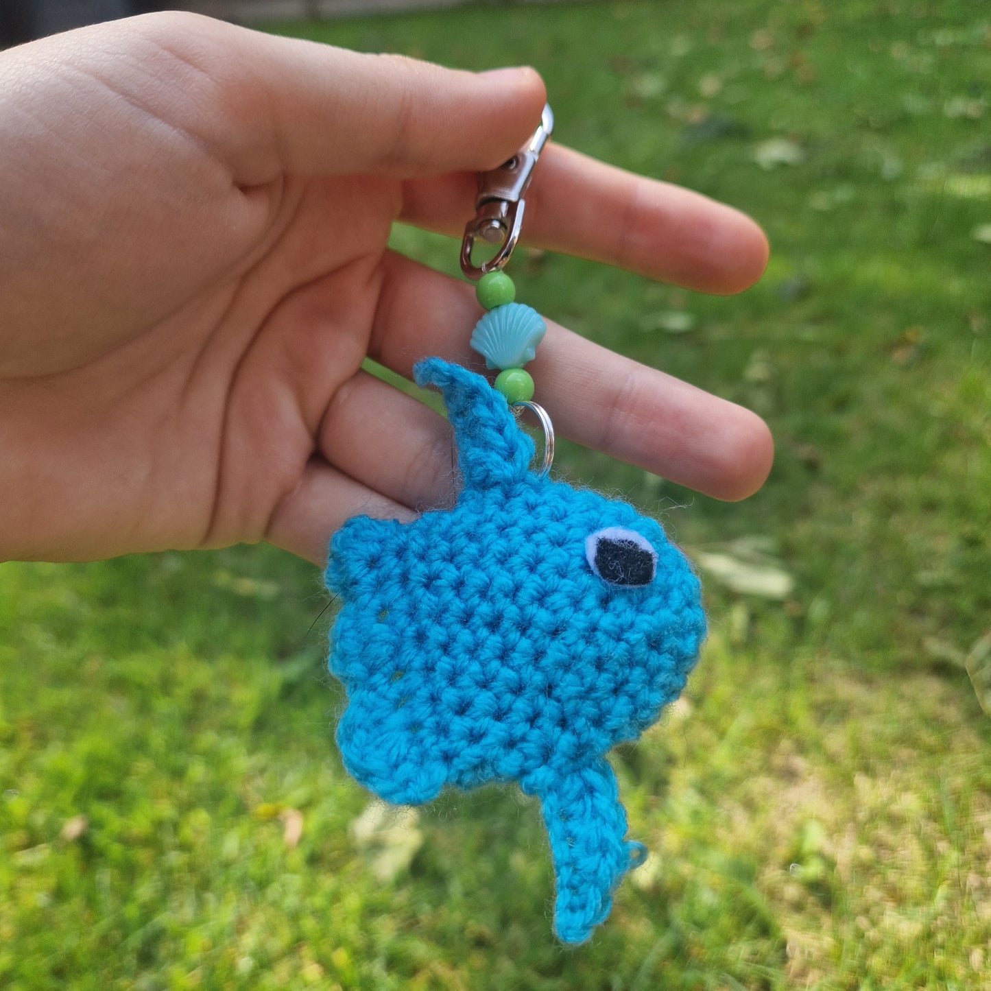 Handmade Crochet Sunfish Keyring PERFECT GIFT OOAK