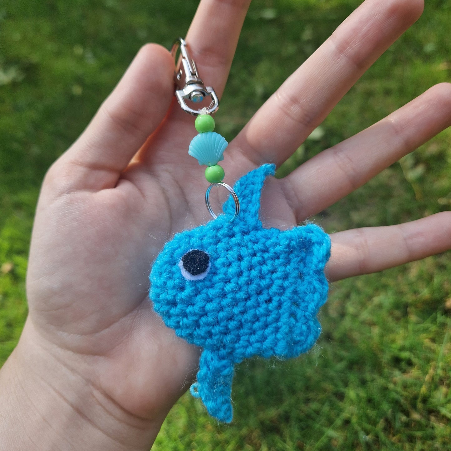 Handmade Crochet Sunfish Keyring PERFECT GIFT OOAK