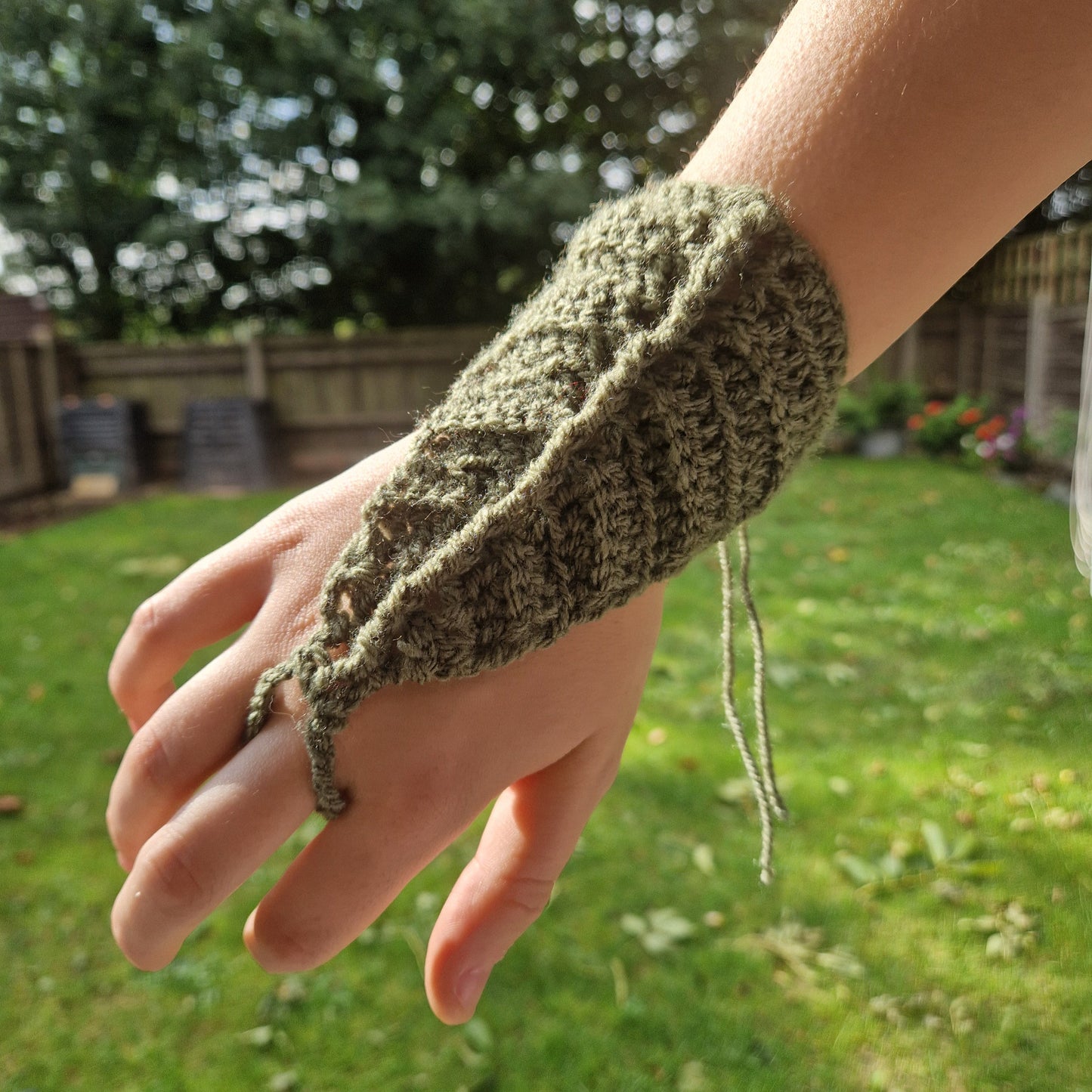 Crochet Leaf Shaped Lace Up Gauntlets PAIR