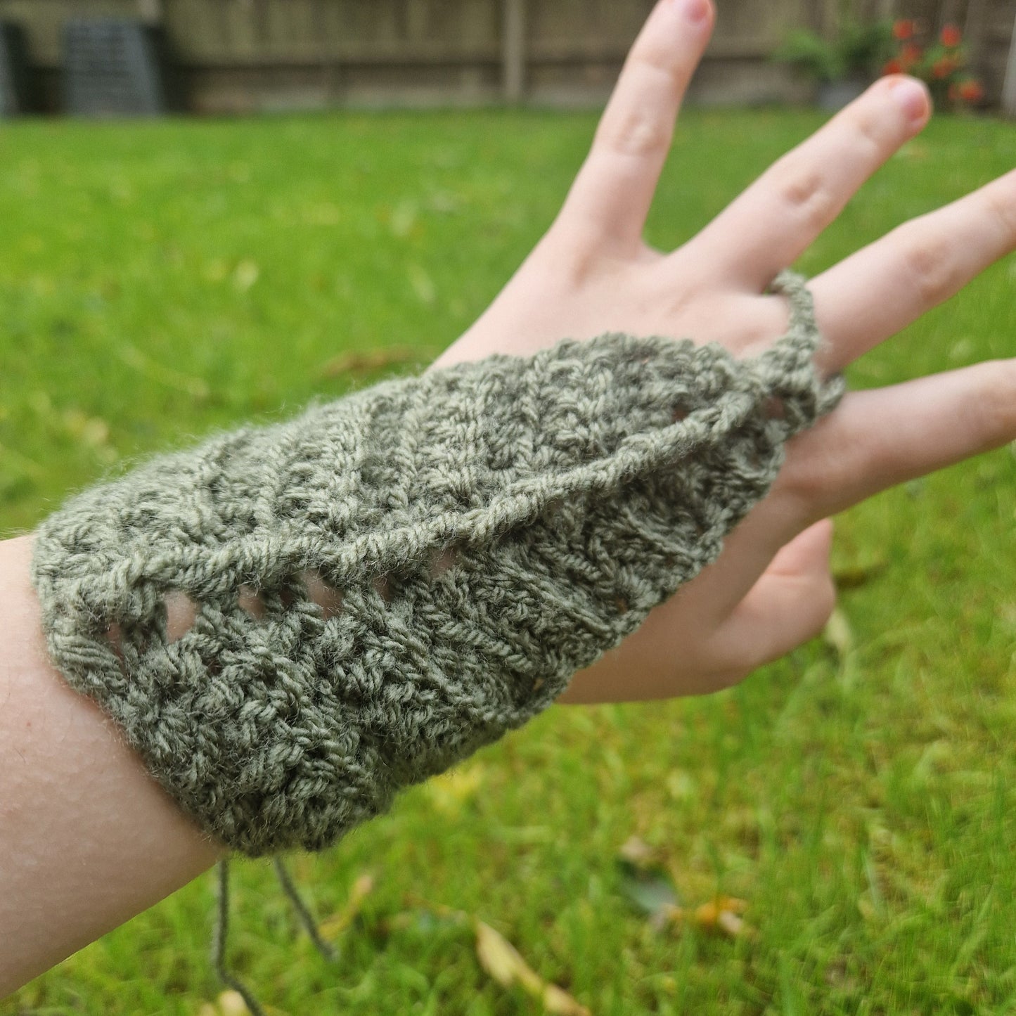 Crochet Leaf Shaped Lace Up Gauntlets PAIR
