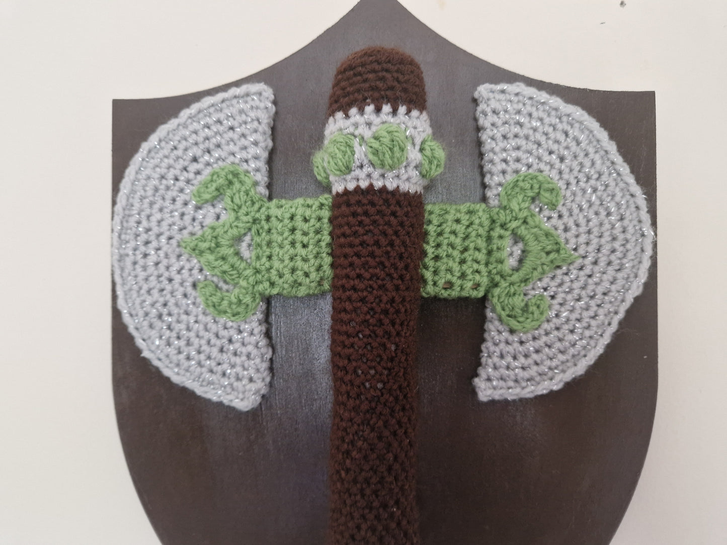 Handmade Crochet Pillagers Axe Shield Wall Hanging