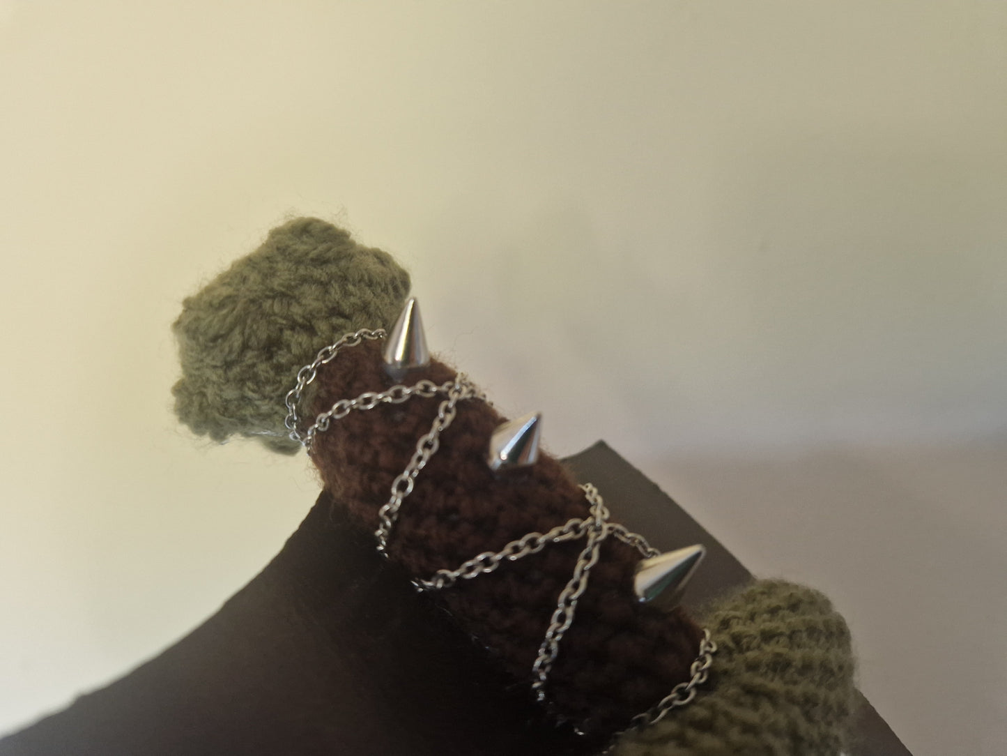 Crochet Mini Dagger Mounted On Shield With Chain & Spikes