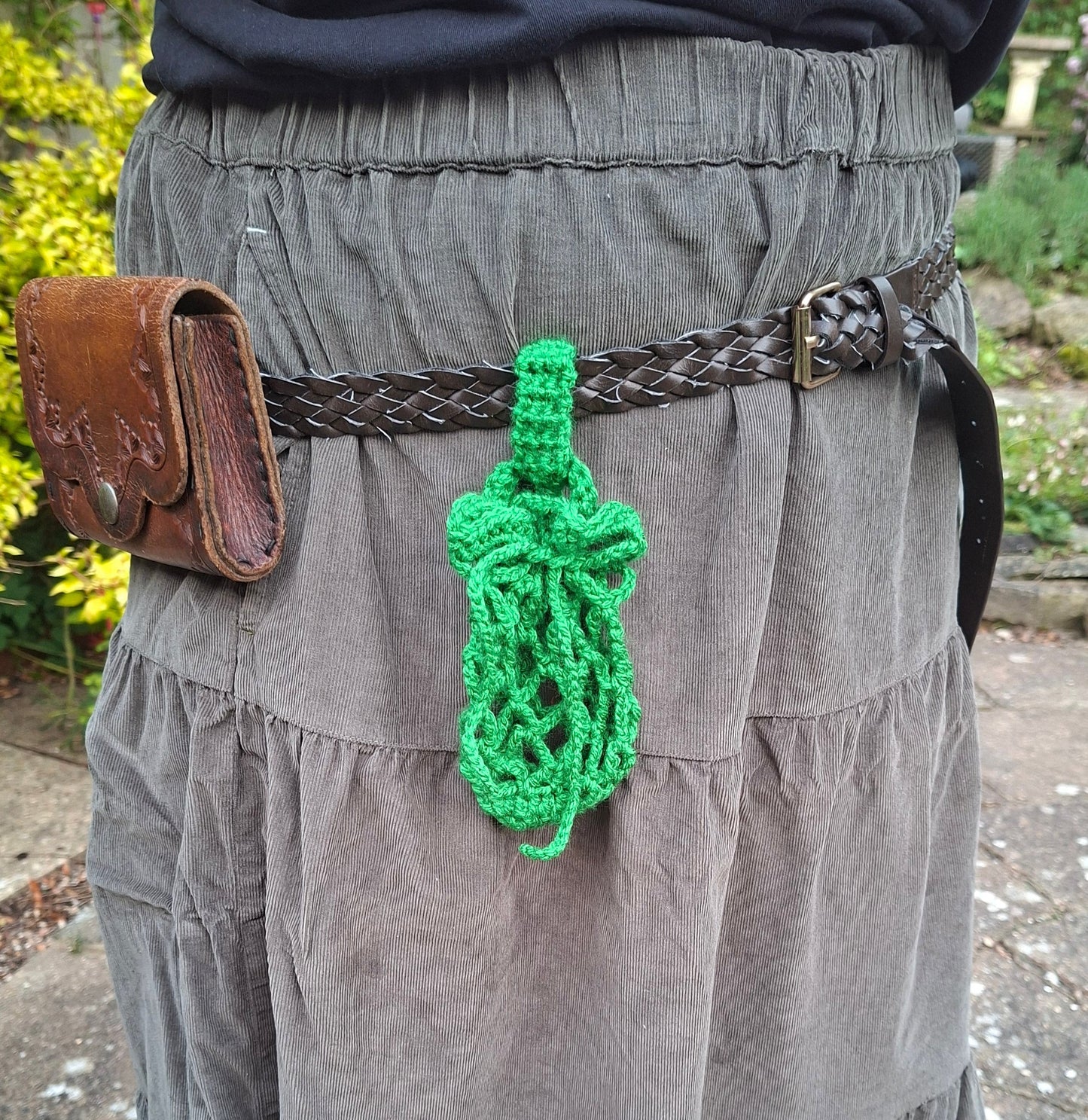 Crochet Mesh Drawstring Belt Pouch