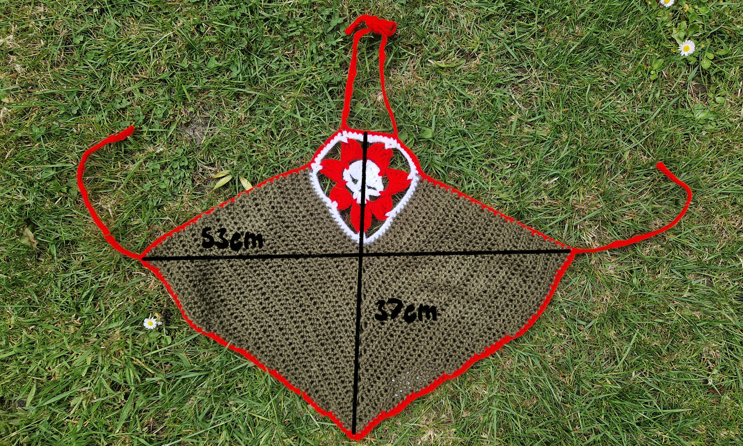 Skull Death Flower Triangle Shaped Lace Up Crop Top Size S