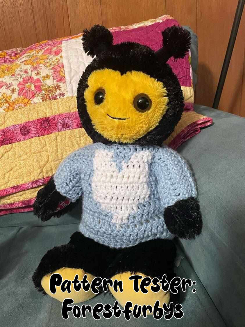 CROCHET PATTERN For A Build A Bear Plushie Heart Sweater