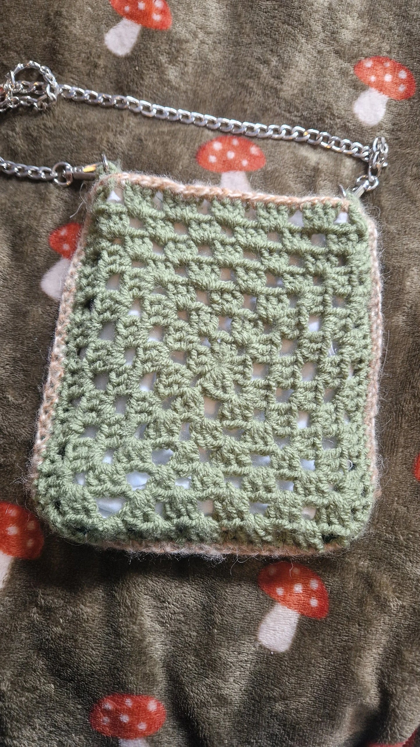 Crochet Skull Small Cross Body Bag With Removeable Chain Strap